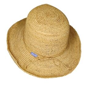 Wallaroo Catalina Raffia Hat Natural Straw Summer Beach Adjustable Packable
